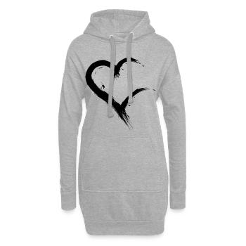 Herz unvollständig offen Schwarz Design Vektor - Hoodie-Kleid - Grau meliert - Vorne