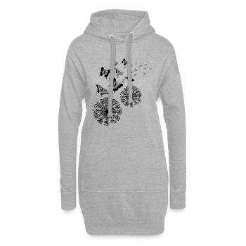 Pusteblume et papillons cadeau - Sweat-shirt à capuche long Femme - gris chiné - Devant