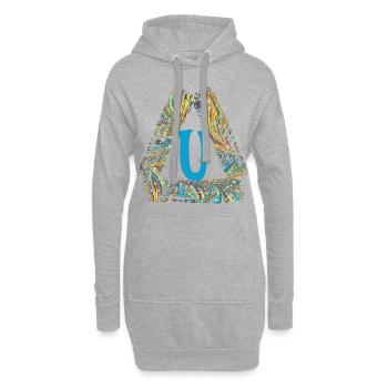 e 201 u - Sweat-shirt à capuche long Femme - gris chiné - Devant