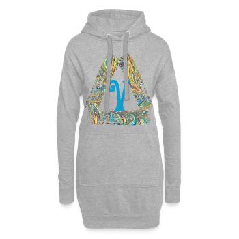 E 201 V - Sweat-shirt à capuche long Femme - gris chiné - Devant