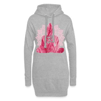 OM avec Bouddha E 229 - Sweat-shirt à capuche long Femme - gris chiné - Devant