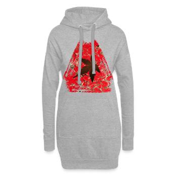 Feuille d’automne E 245 - Sweat-shirt à capuche long Femme - gris chiné - Devant