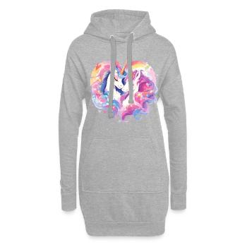 Licorne Coeur Amour Câlin Câlin Mignon Mignon - Sweat-shirt à capuche long Femme - gris chiné - Devant