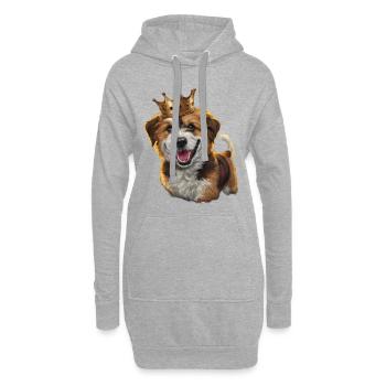 Süßer Briard Hund mit Schloss und Krone - Hoodie-Kleid - Grau meliert - Vorne