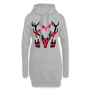 62 Macho Hirsch on Tour Geweih Beute Bier Boys - Hoodie-Kleid - Grau meliert - Vorne