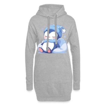 Pinguin Schläft Schlafshirt Schlafanzug Süß Tier - Hoodie-Kleid - Grau meliert - Vorne