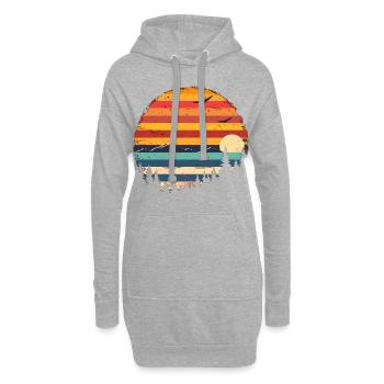 Coucher de soleil Forêt Montagne Extérieur Rétro Années 80 Vintage 3 - Sweat-shirt à capuche long Femme - gris chiné - Devant
