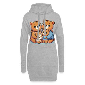 Bear Famille Mère Et Père Avec Deux Enfants - Sweat-shirt à capuche long Femme - gris chiné - Devant