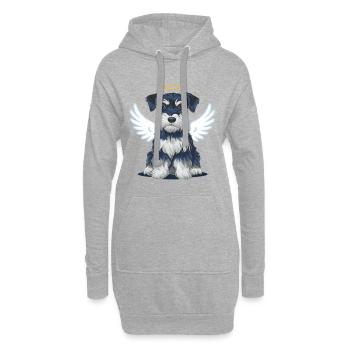 Zwergschnauzer als Engel - Hoodie-Kleid - Grau meliert - Vorne