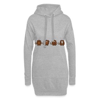 Singes ne voyant rien à l'écoute disant Smartphone - Sweat-shirt à capuche long Femme - gris chiné - Devant