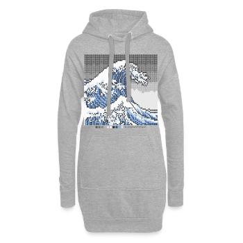 La grande vague au large de Knittingawa - Sweat-shirt à capuche long Femme - gris chiné - Devant
