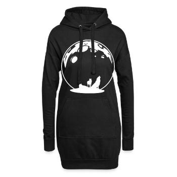 Mond mit Wölfen - Hoodie-Kleid - Schwarz - Vorne