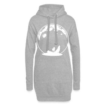 Mond mit Wölfen - Hoodie-Kleid - Grau meliert - Vorne