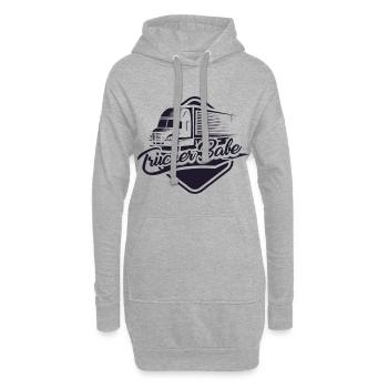 Truckerin Trucker Babe LKW Truck Fahrerin - Hoodie-Kleid - Grau meliert - Vorne