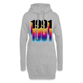 1991 Jahrgang Geburtsjahr - Hoodie-Kleid - Grau meliert - Vorne