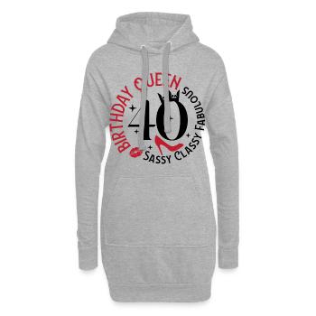 40 Geburtstag Queen Sassy Classy Fabelhaft - Hoodie-Kleid - Grau meliert - Vorne