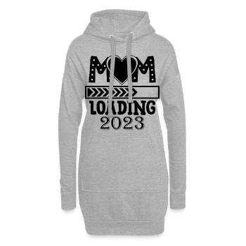Maman chargeant 2023, future maman 2023 - Sweat-shirt à capuche long Femme - gris chiné - Devant