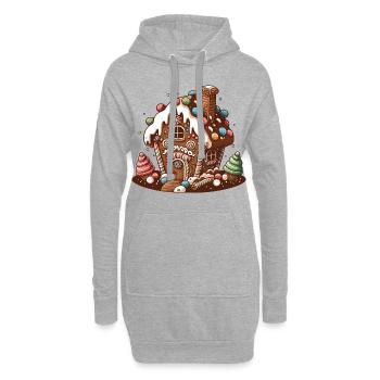 Demeure en pain d’épices sucré - Sweat-shirt à capuche long Femme - gris chiné - Devant