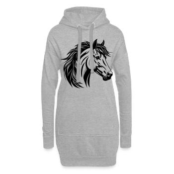 Portrait de cheval - Sweat-shirt à capuche long Femme - gris chiné - Devant