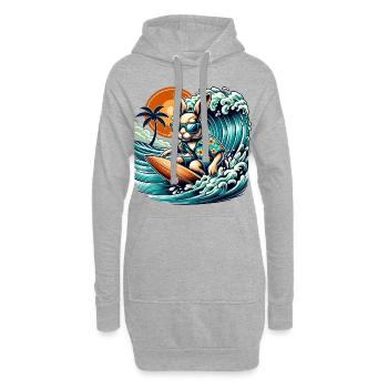 Surf Été Bunny Surfing Adventure - Sweat-shirt à capuche long Femme - gris chiné - Devant