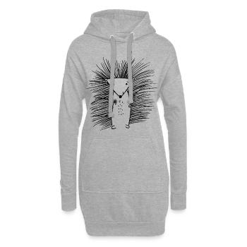hérisson doux avec fleur - Sweat-shirt à capuche long Femme - gris chiné - Devant