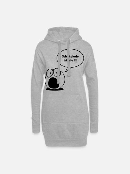 Schokolade ist alle !!! - Hoodie-Kleid - Grau meliert