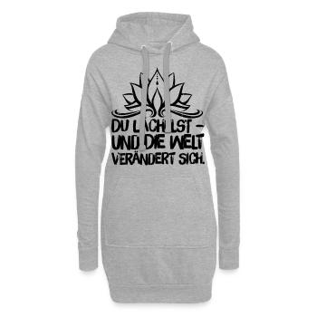 Yoga Meditation Spiritualität Lächeln Schwarz - Hoodie-Kleid - Grau meliert - Vorne