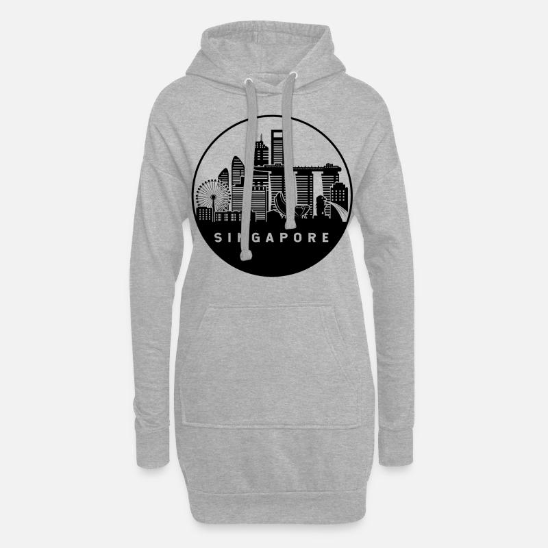 Skyline von Singapur - Hoodie-Kleid - Grau meliert
