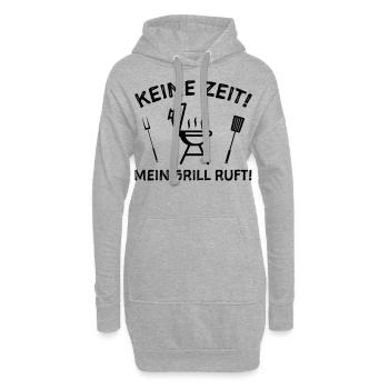 Grillen Grillsaison Humor Sprüche - Hoodie-Kleid - Grau meliert - Vorne