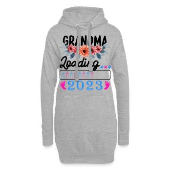 Werdende Oma 2023 Oma loading 2023 - Hoodie-Kleid - Grau meliert - Vorne