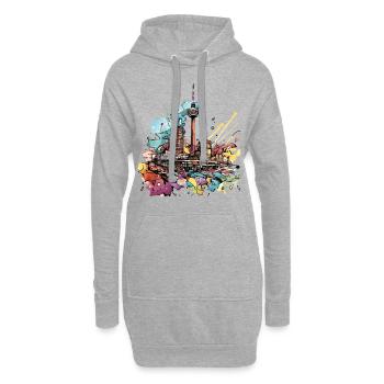 Berlin Deutschland Stadt Skyline Splash Cartoon - Hoodie-Kleid - Grau meliert - Vorne