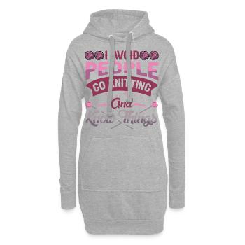 I avoid people go Knitting - Hoodie-Kleid - Grau meliert - Vorne