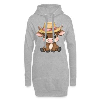 Stier Süß Niedlich Baby Kinder Tier Cartoon - Hoodie-Kleid - Grau meliert - Vorne