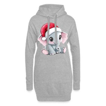 éléphant Noël mignon Noël mignon - Sweat-shirt à capuche long Femme - gris chiné - Devant