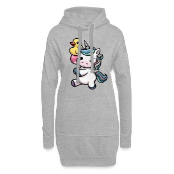 Licorne kawaii avec canard en caoutchouc mignon - Sweat-shirt à capuche long Femme - gris chiné - Devant