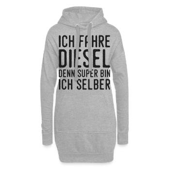 Je conduis diesel parce que je suis super moi-même - Sweat-shirt à capuche long Femme - gris chiné - Devant
