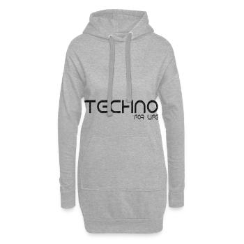 Techno - musique techno - pour la vie - Sweat-shirt à capuche long Femme - gris chiné - Devant