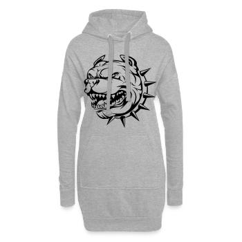 Bulldog kopf hund - Hoodie-Kleid - Grau meliert - Vorne