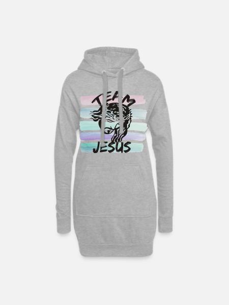 Team Jesus - Sweat-shirt à capuche long Femme - gris chiné