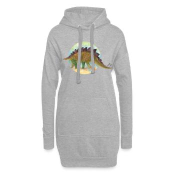 Dinosaures couverts - Sweat-shirt à capuche long Femme - gris chiné - Devant