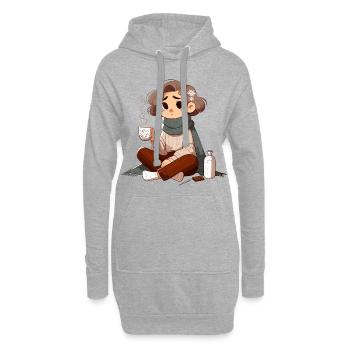 Gemütliche Abendstimmung mit Kakao und Decke - Hoodie-Kleid - Grau meliert - Vorne