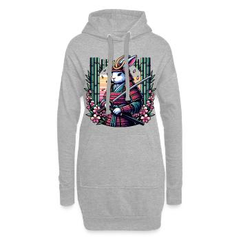 Lapin samouraï dans une forêt de bambous - Sweat-shirt à capuche long Femme - gris chiné - Devant