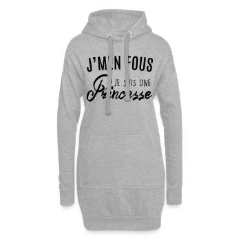 J'men fous je suis une princesse - Sweat-shirt à capuche long Femme - gris chiné - Devant