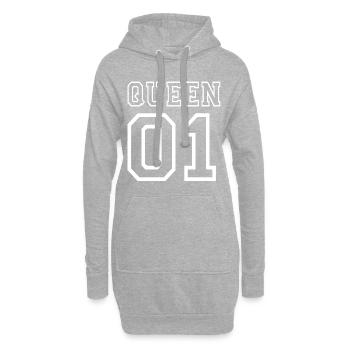 Königin 01 - Hoodie-Kleid - Grau meliert - Vorne