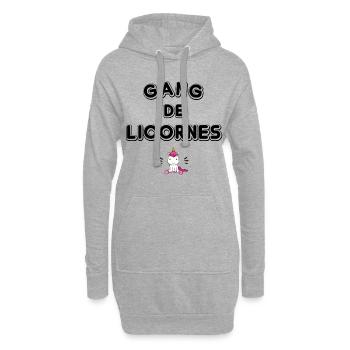 Gang de licornes - Sweat-shirt à capuche long Femme - gris chiné - Devant