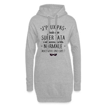 Super tata - Sweat-shirt à capuche long Femme - gris chiné - Devant