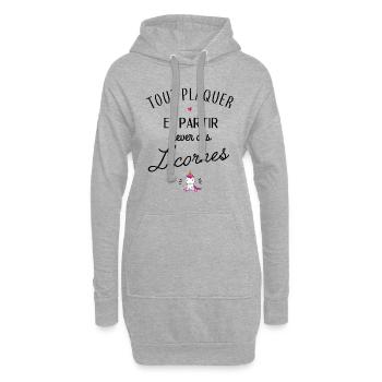 Partir élever des licornes - Sweat-shirt à capuche long Femme - gris chiné - Devant