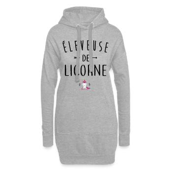 Éleveuse de licorne - Sweat-shirt à capuche long Femme - gris chiné - Devant