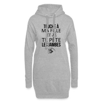 Touche à ma fille - Sweat-shirt à capuche long Femme - gris chiné - Devant