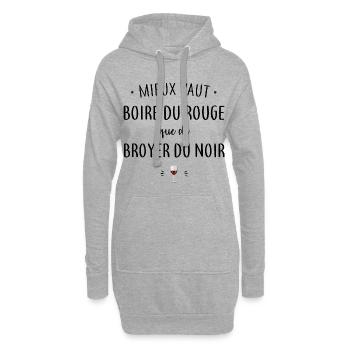 Mieux vaut boire du rouge - Sweat-shirt à capuche long Femme - gris chiné - Devant
